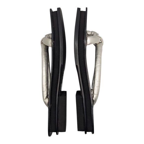 Martinez Roque Silver Sandals Flats Metallic Knot Detail Slip-On US 8.5 - Picture 13 of 16